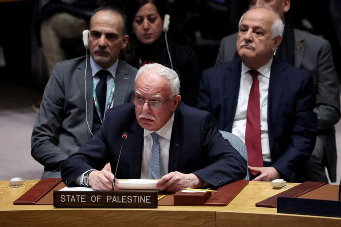 Palestinian Foreign Minister Riyad al-Maliki attends a meeting of the Security Council on the conflict between Israel and the Palestinian Islamist group Hamas at U.N. headquarters in New York, U.S., October 24, 2023. REUTERS/Shannon Stapleton
