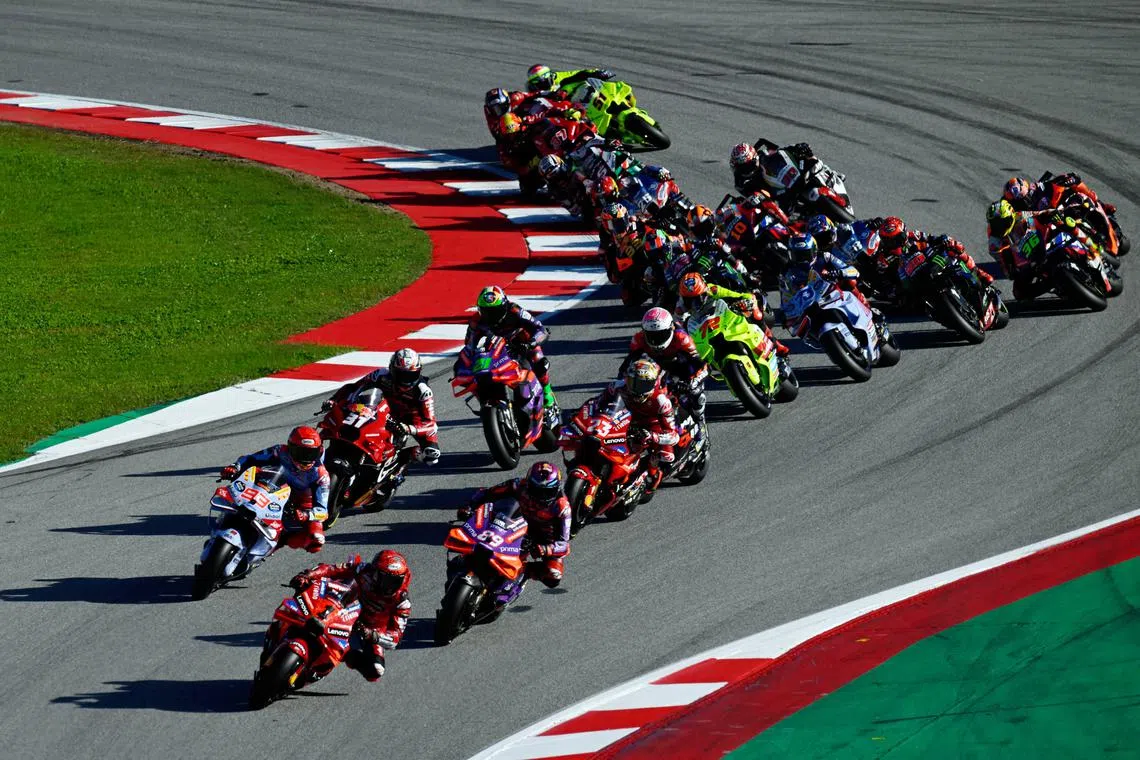 Riders competing at the Grand Prix of Barcelona on Nov 17. Formula 1 owner Liberty Media is planning to MotoGP for US$3.8 billion (S$5.1 billion).  