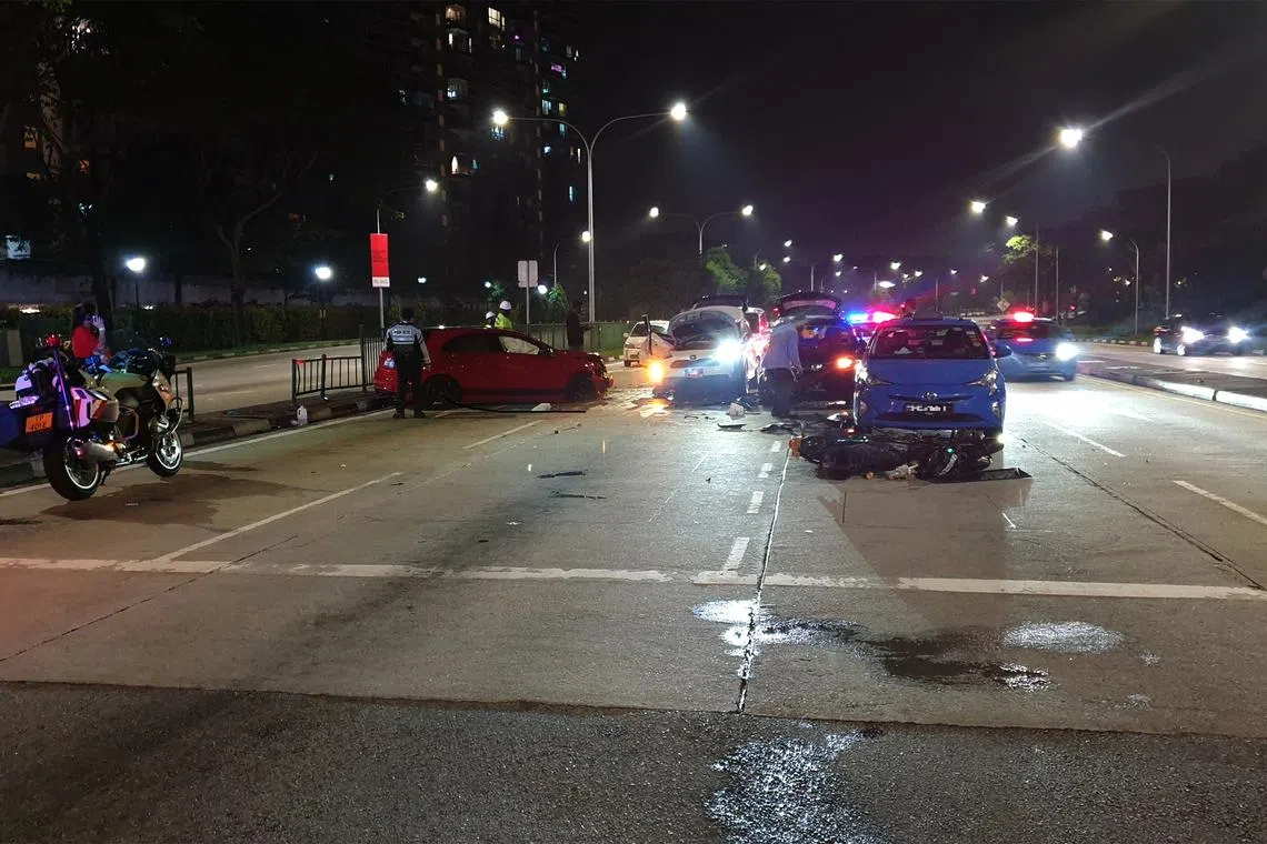 The aftermath of an accident that occurred along Tampines Avenue 10 on Dec 23, 2021.