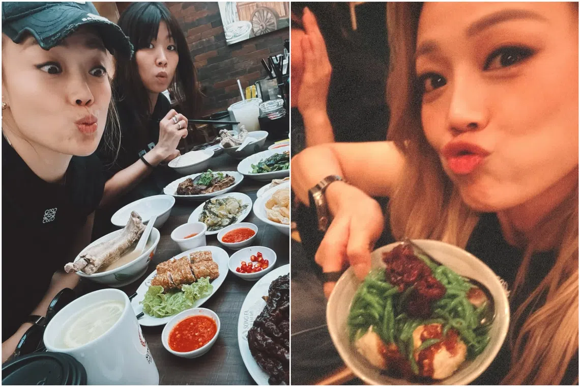 There were snaps on Instagram of Joey Yung staring at a table of food, including bak kut teh and chendol.