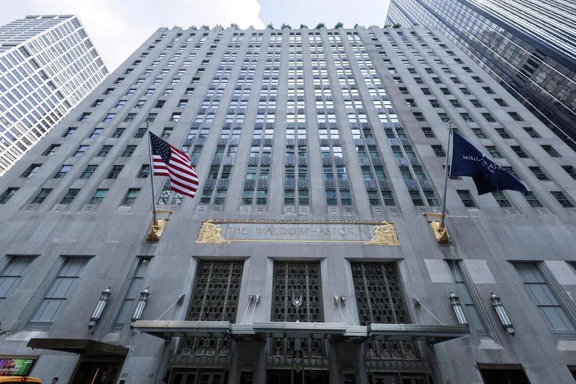 The Waldorf Astoria Hotel in midtown Manhattan on July 23, 2025. It reopened in November 2025 after an eight-year renovation.