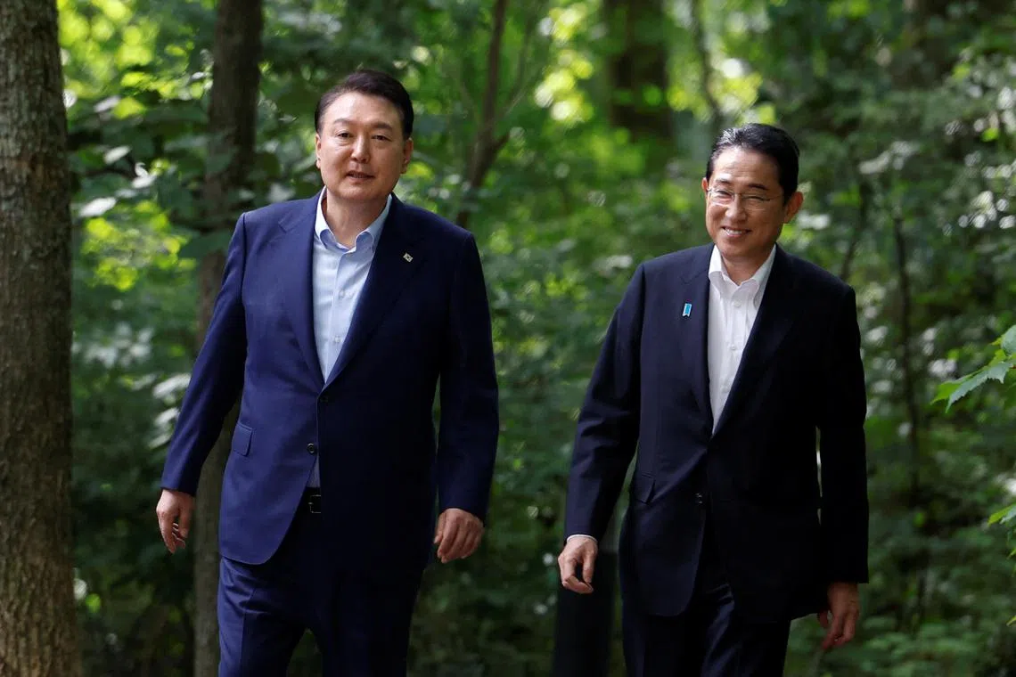 South Korea is working to revive three-way summits among Japan and China that have stalled since 2019.