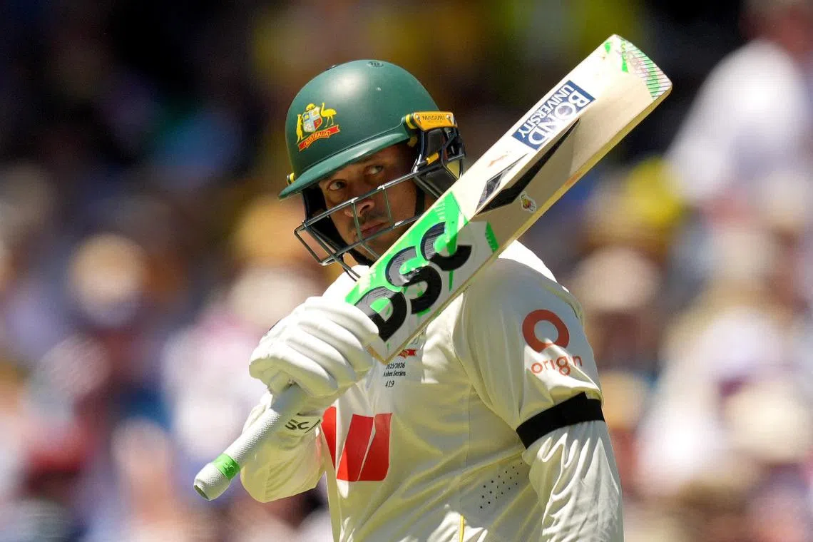 Cricket - The Ashes - Australia v England - Third Test - Adelaide Oval, Adelaide, Australia - December 17, 2025 Australia's Usman Khawaja reacts REUTERS/Asanka Brendon Ratnayake