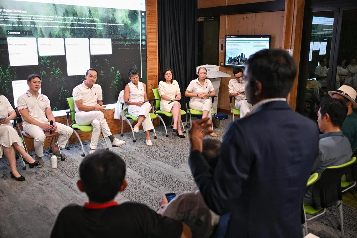 Members of the PAP climate action group in dialogue with representatives of SMEs at the launch of the group on Jan 21, 2025.
