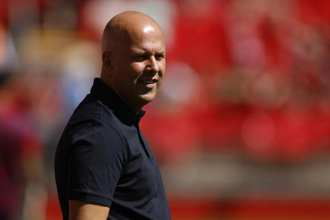 FILE PHOTO: Soccer Football - Pre Season Friendly - Liverpool v Sevilla - Anfield, Liverpool, Britain - August 11, 2024 Liverpool manager Arne Slot before the match Action Images via Reuters/Jason Cairnduff/File Photo
