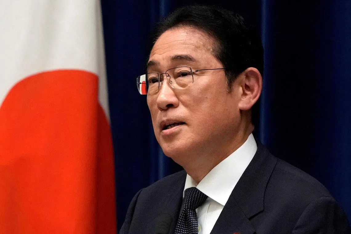 FILE PHOTO: Japan's Prime Minister Fumio Kishida speaks during a press conference at the prime minister's office in Tokyo, Japan, June 21, 2024. FRANCK ROBICHON/Pool via REUTERS/File Photo