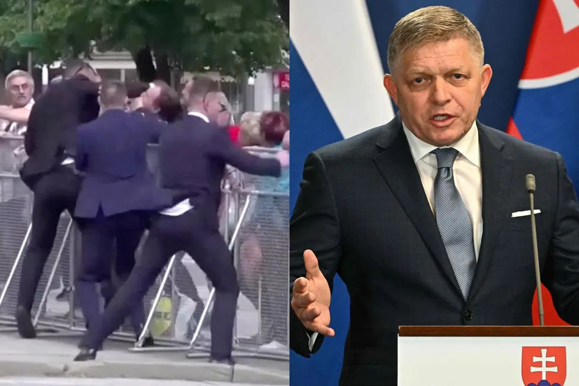 Slovak Prime Minister Robert Fico suffered multiple gunshot wounds on May 15, while speaking with the public after a Cabinet meeting. 