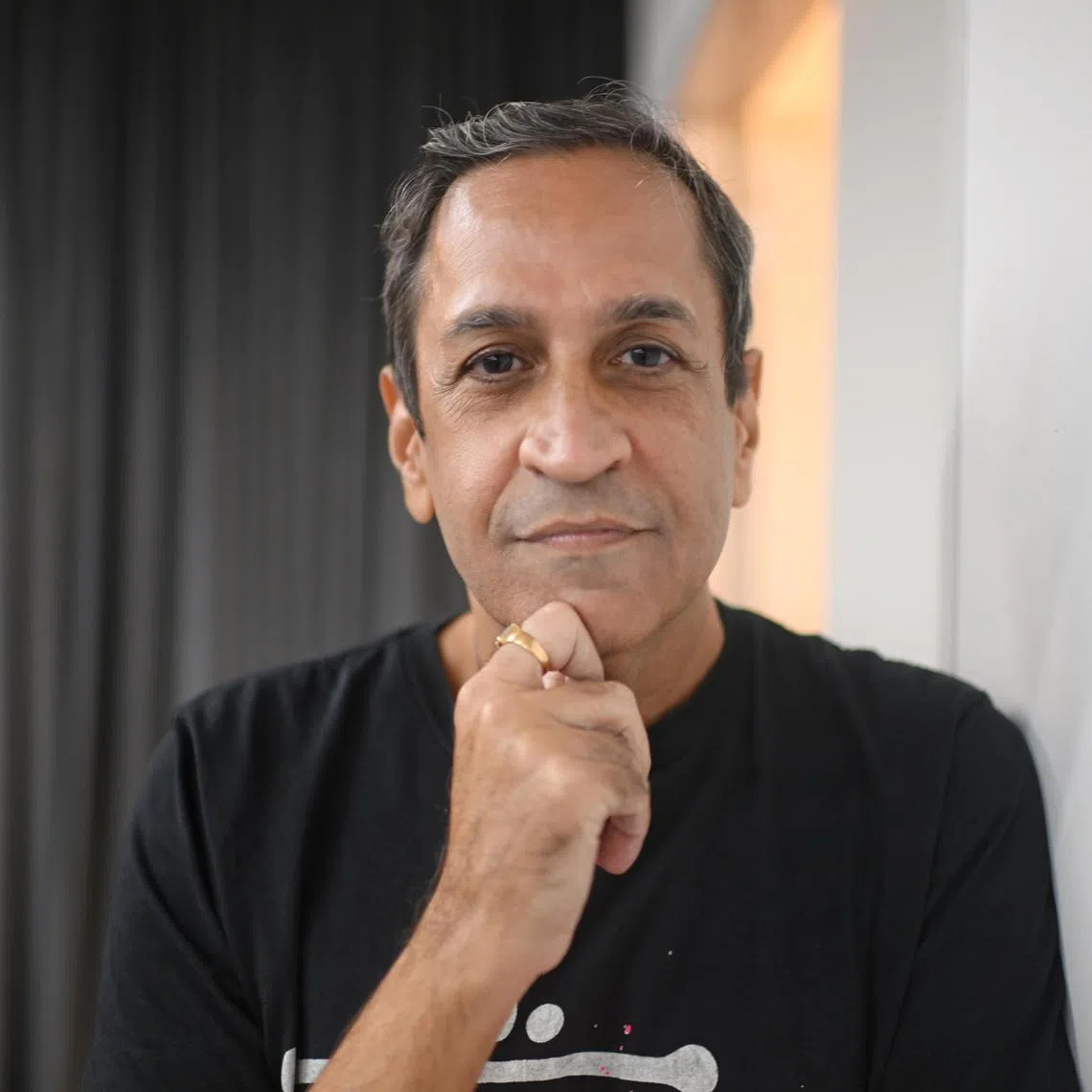 Cultural Medallion recipient and playwright Haresh Sharma at The Necessary Stage's rehearsal space at 180 Paya Lebar Road. 