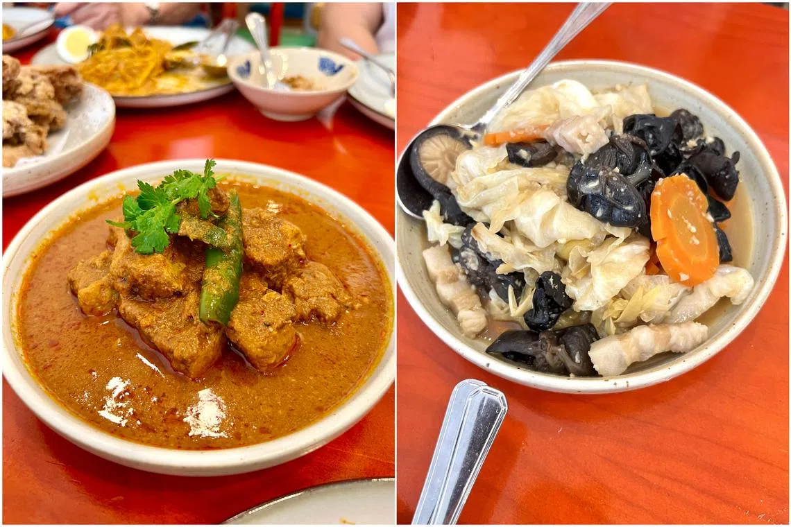 Mengkabo Pork Belly (left) and Nonya Chap Chye from Nana Dolly's.