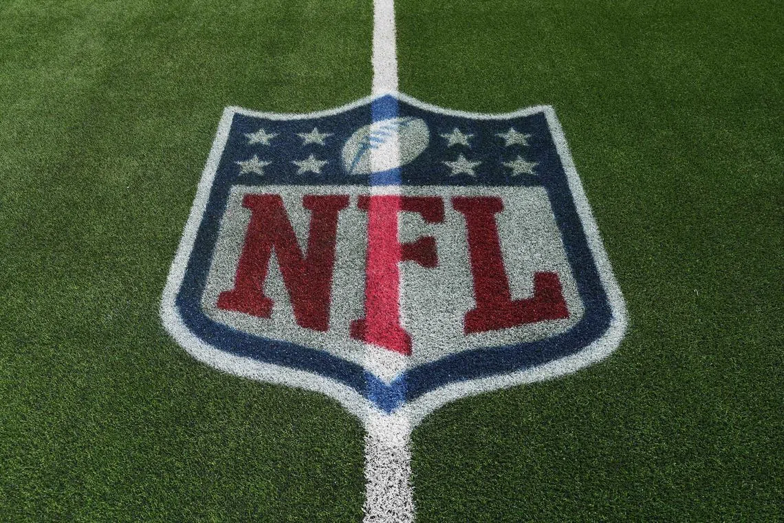 FILE PHOTO: Aug 9, 2025; Inglewood, California, USA; An NFL shield logo on the field at SoFi Stadium. Mandatory Credit: Kirby Lee-Imagn Images/ File Photo