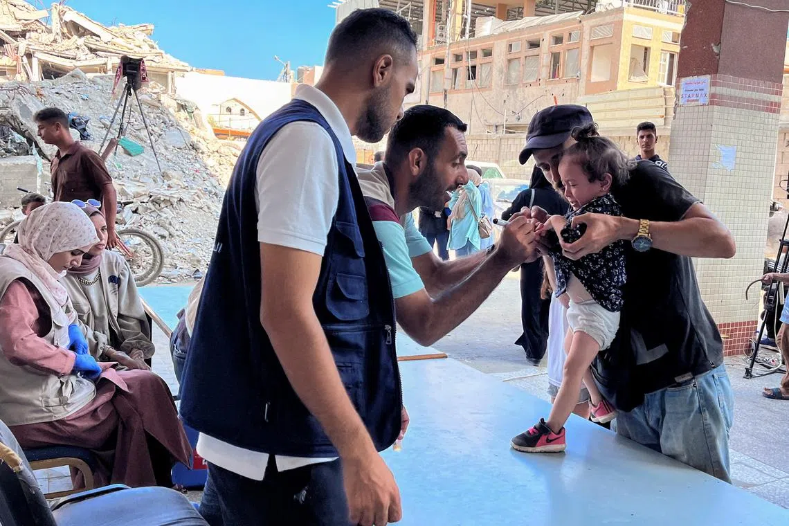 WHO said it was ahead of its targets for polio vaccinations in Gaza on Sept 3 and had inoculated about a quarter of children under 10.