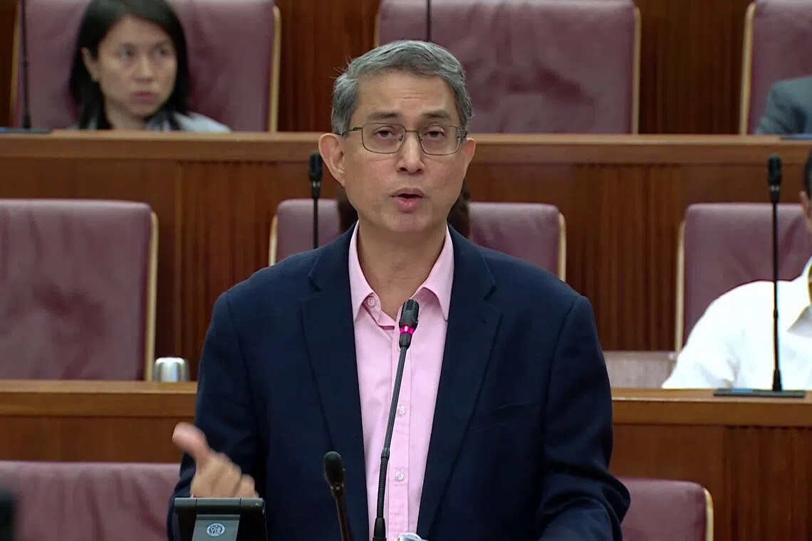 Acting Minister-in-charge of Muslim Affairs Faishal Ibrahim speaking in Parliament on Sept 23.
