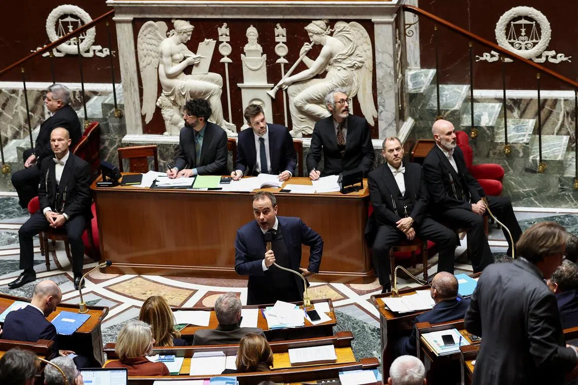 French Prime Minister Sebastien Lecornu answering questions in Parliament on Nov 12. 