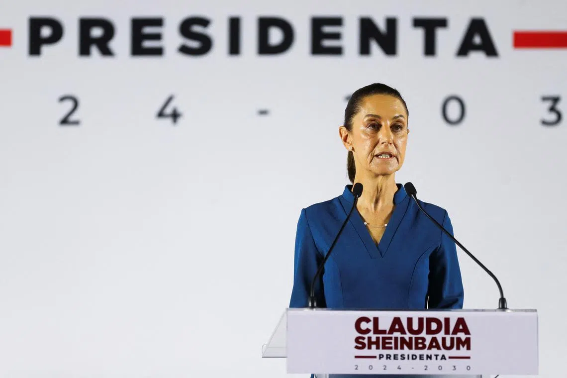 FILE PHOTO: Mexican President-elect Claudia Sheinbaum announces members of her cabinet in Mexico City, Mexico, June 20, 2024. REUTERS/Raquel Cunha/File Photo