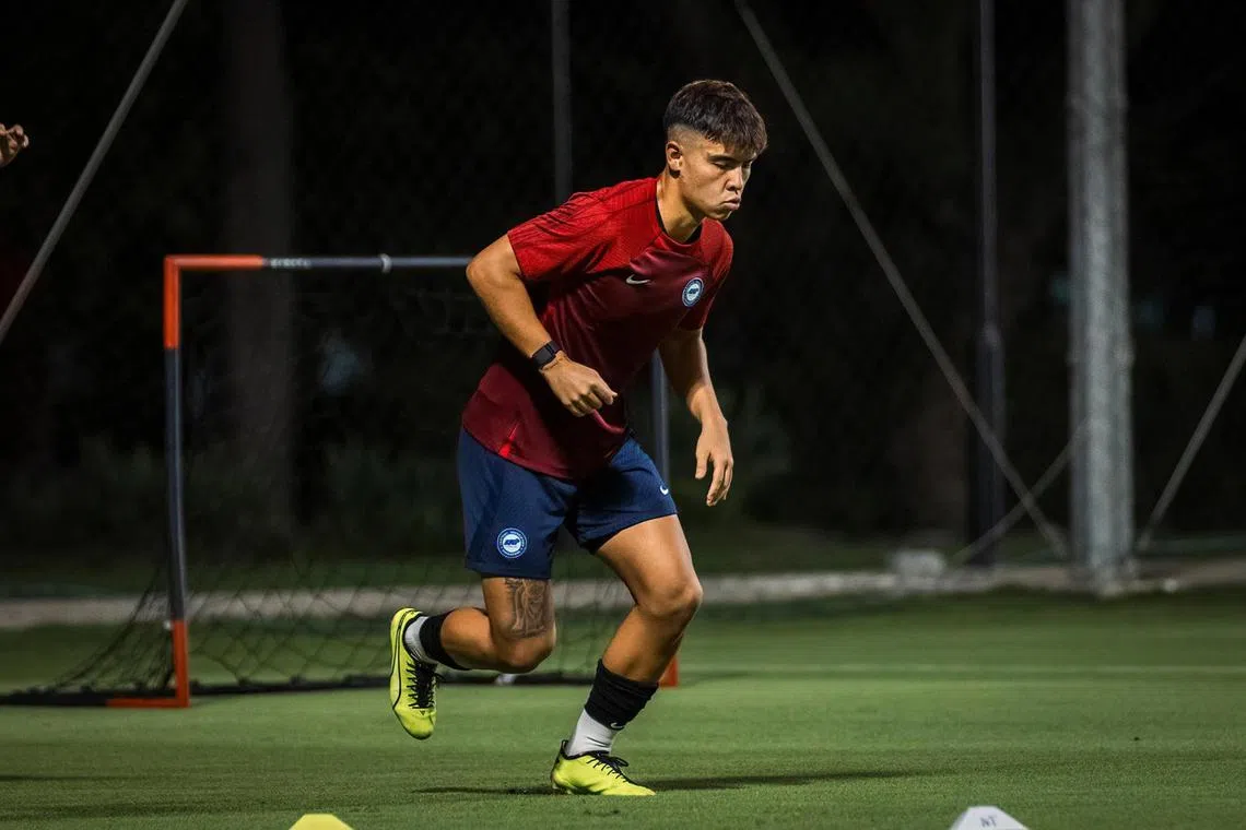 Jared Gallagher in training on March 11 at the Kallang Football Hub 