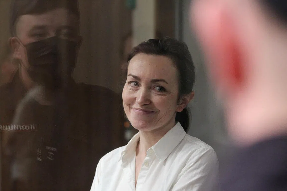 Russian-American journalist for Radio Free Europe/Radio Liberty (RFE/RL) Alsu Kurmasheva, who is in custody after she was accused of violating Russia's law on foreign agents, attends a court hearing in Kazan, Russia, April 1, 2024. REUTERS/Alexey Nasyrov