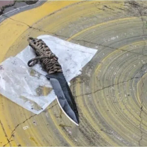 The suspect was detained when officers arrived at the scene, and the police seized a knife believed to have been used in the attack.