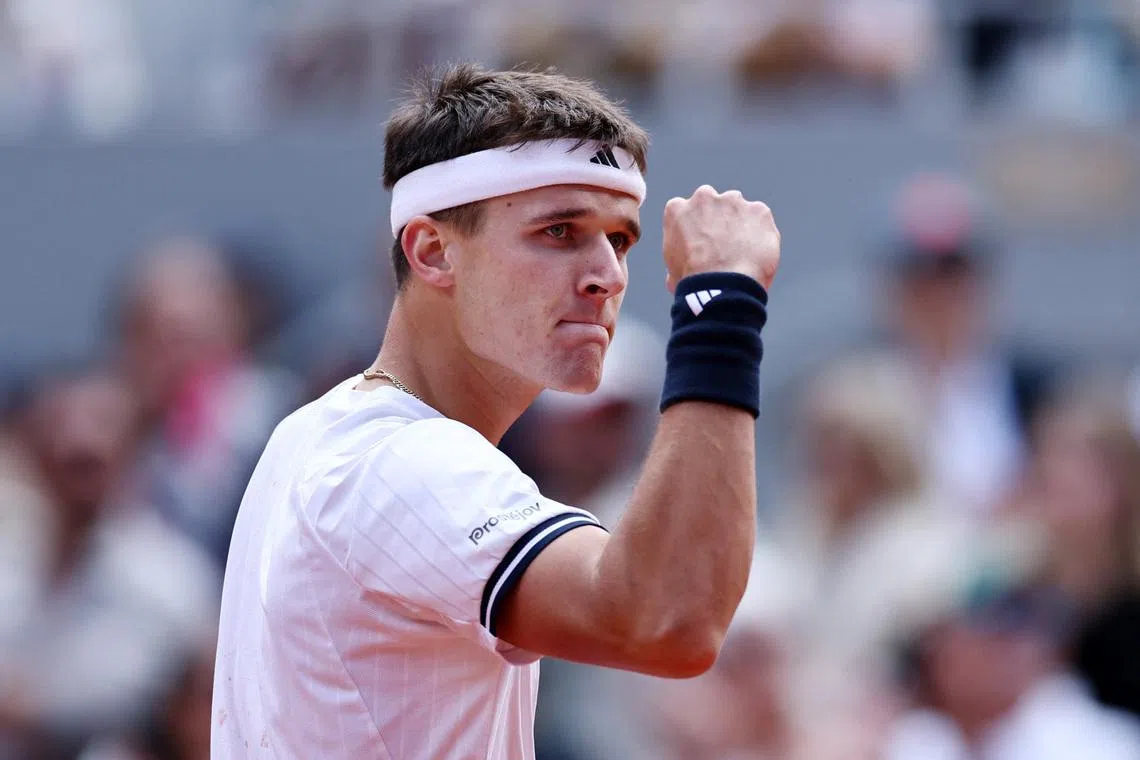 Czech Republic's Jakub Mensik reacts during his semi final match against Germany's Alexander Zverev, Tennis, French Open, Roland Garros, Paris, France, June 5, 2026. REUTERS/Stephane Mahe