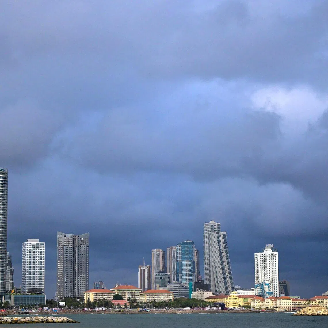 Dark clouds loom over the sky in Colombo on Aug 8, 2026.