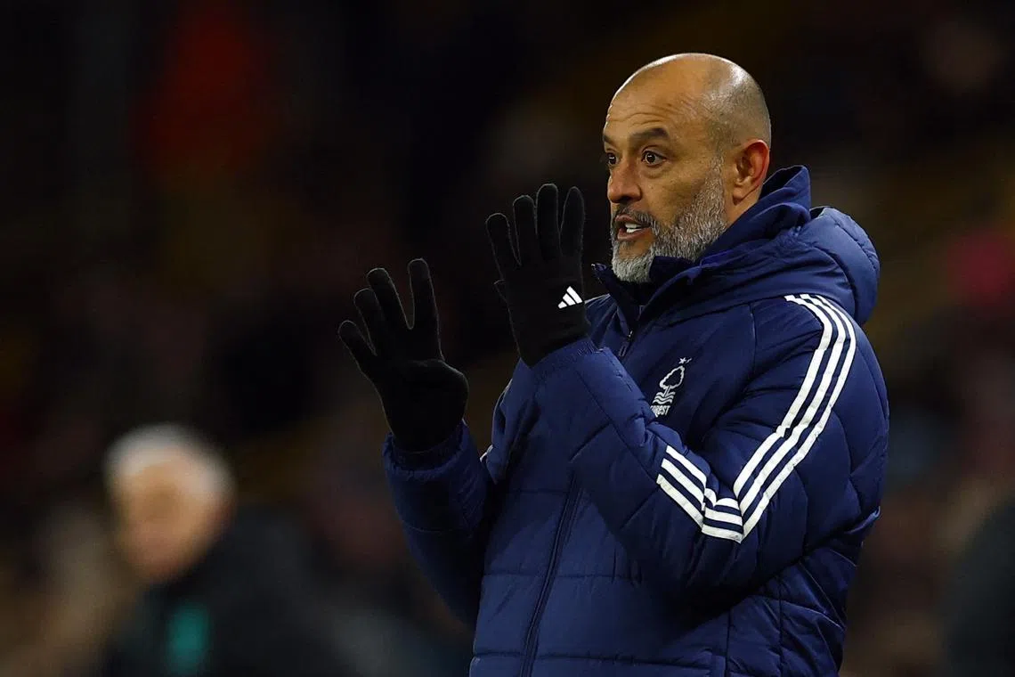 Soccer Football - Premier League - Wolverhampton Wanderers v Nottingham Forest - Molineux Stadium, Wolverhampton, Britain - January 6, 2025 Nottingham Forest manager Nuno Espirito Santo reacts Action Images via Reuters/Andrew Boyers