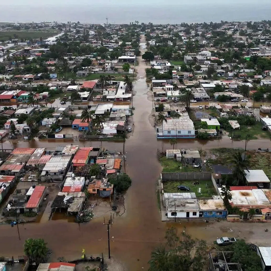 Along the Baja California Sur coast, streets were flooded and the power was out in several towns.