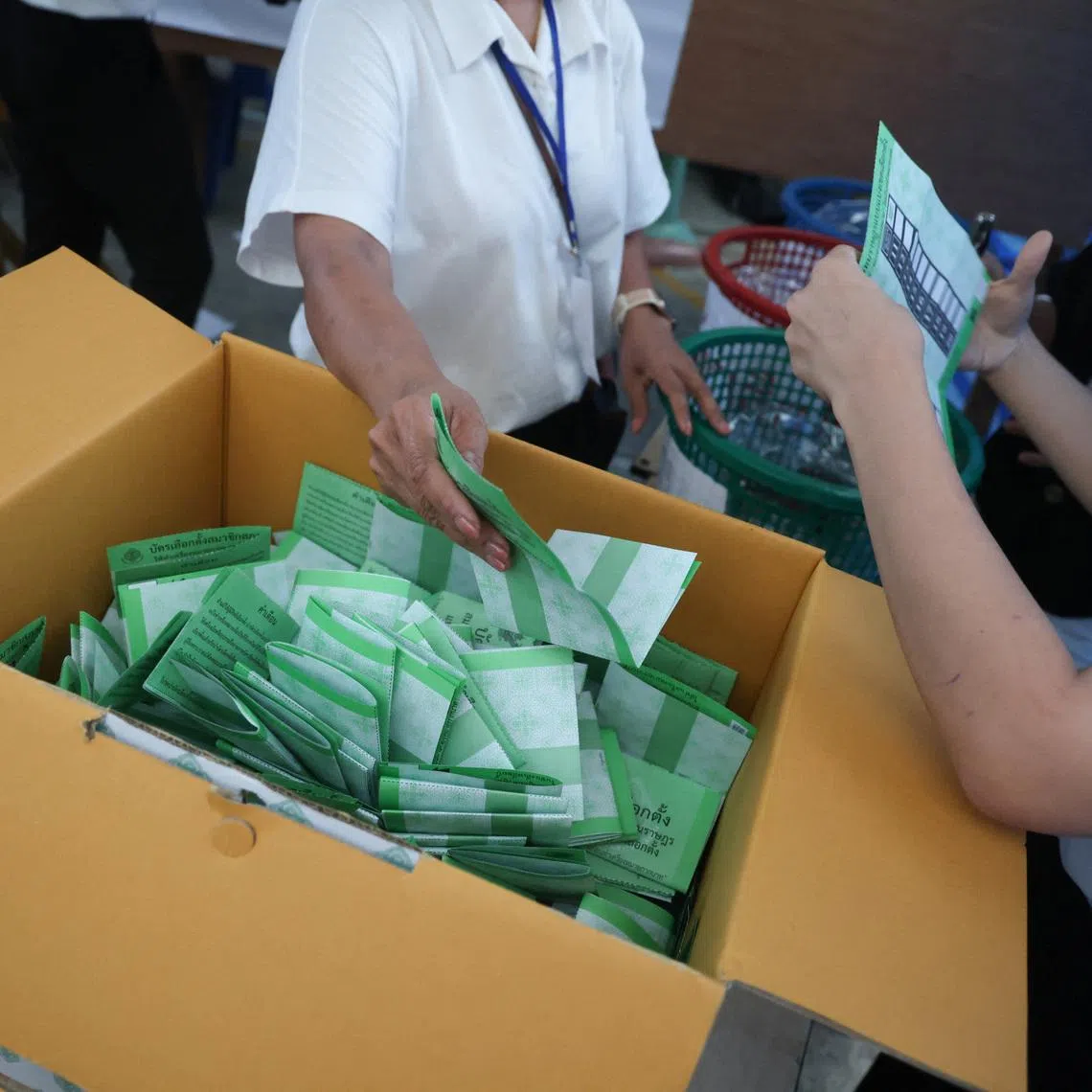Electoral officials count the ballots on the day of the general election, at a polling station in Bangkok, Thailand, February 8, 2026. REUTERS/Maxim Shemetov