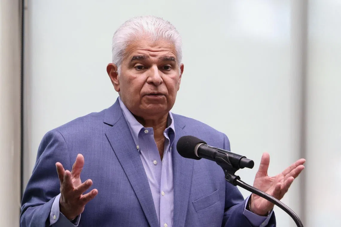 Panama's President Jose Raul Mulino delivers a press conference after a visit to the Balboa port, following Panama's Supreme Court decision in late January to invalidate the legal framework supporting the 1997 concession that granted Panama Ports Company (PPC) the right to operate the Pacific-facing Balboa and Atlantic Cristobal terminals on either side of the Panama Canal, in Panama City, Panama, April 9, 2026. REUTERS/Aris Martinez