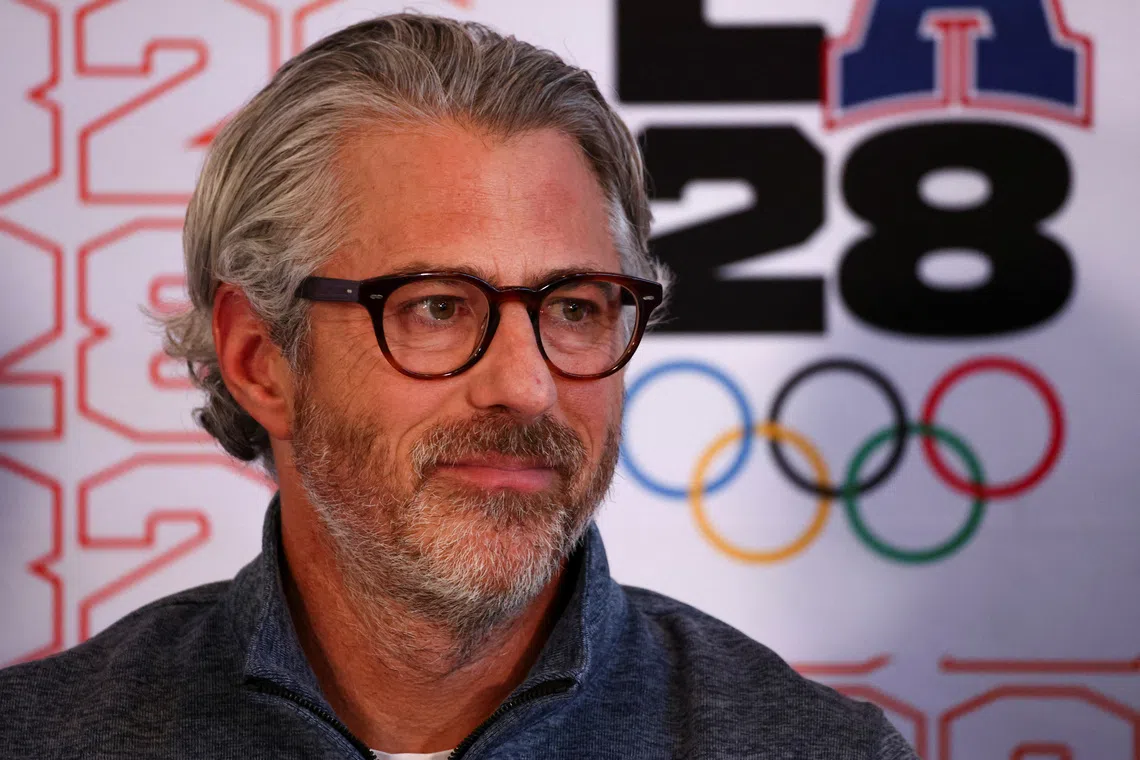 LA28 Chairperson and President Casey Wasserman attends a press conference held by the International Olympic Committee Coordination Commission for the Los Angeles 2028 Olympic and Paralympic Games at UCLA, Los Angeles, California, U.S., November 14, 2024. REUTERS/Daniel Cole