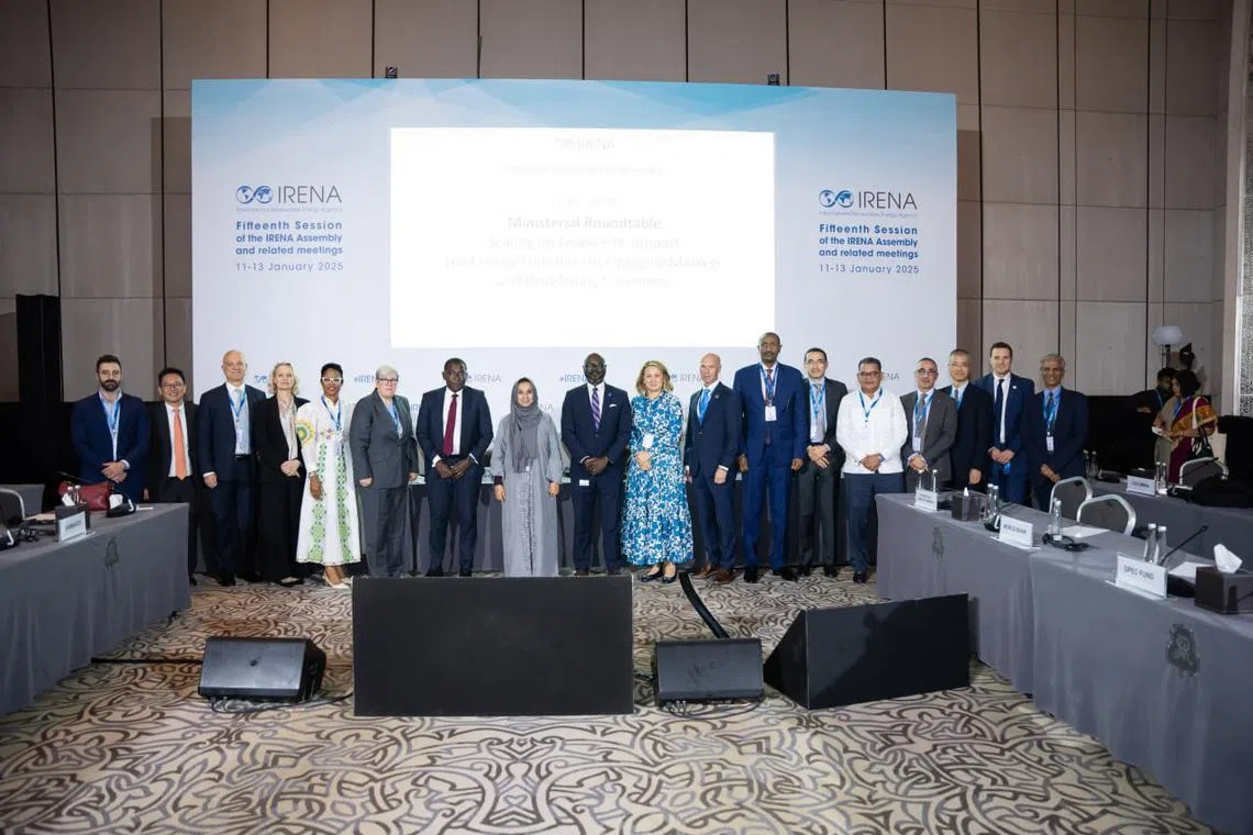 Singapore and the Philippines were speaking at a roundtable on scaling up finance to support energy transition in emerging markets and developing economies at the 15th Irena Assembly in Abu Dhabi, United Arab Emirates.