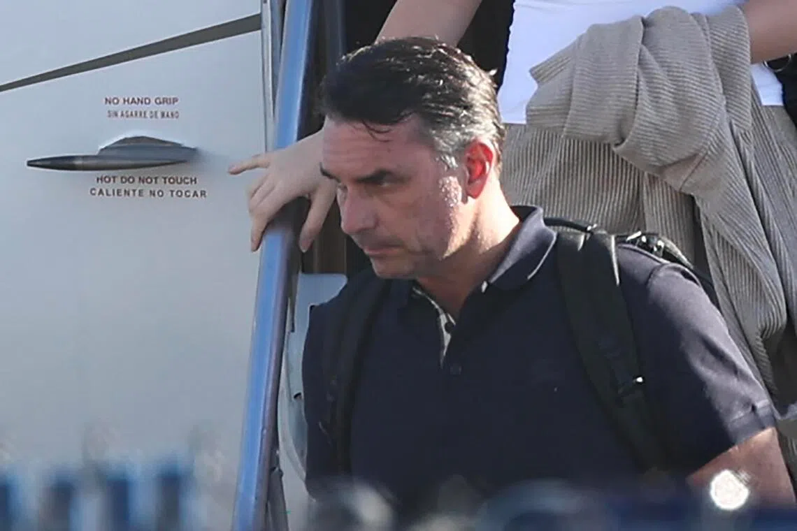 Flavio Bolsonaro arriving in the US on Oct 28, with his family, after fleeing Brazil.
