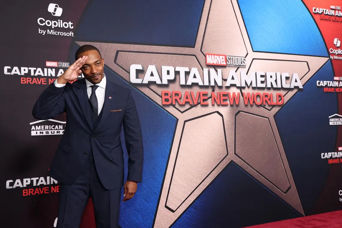 Actor Anthony Mackie attends the premiere for the film Captain America: Brave New World in Los Angeles on Feb 11.