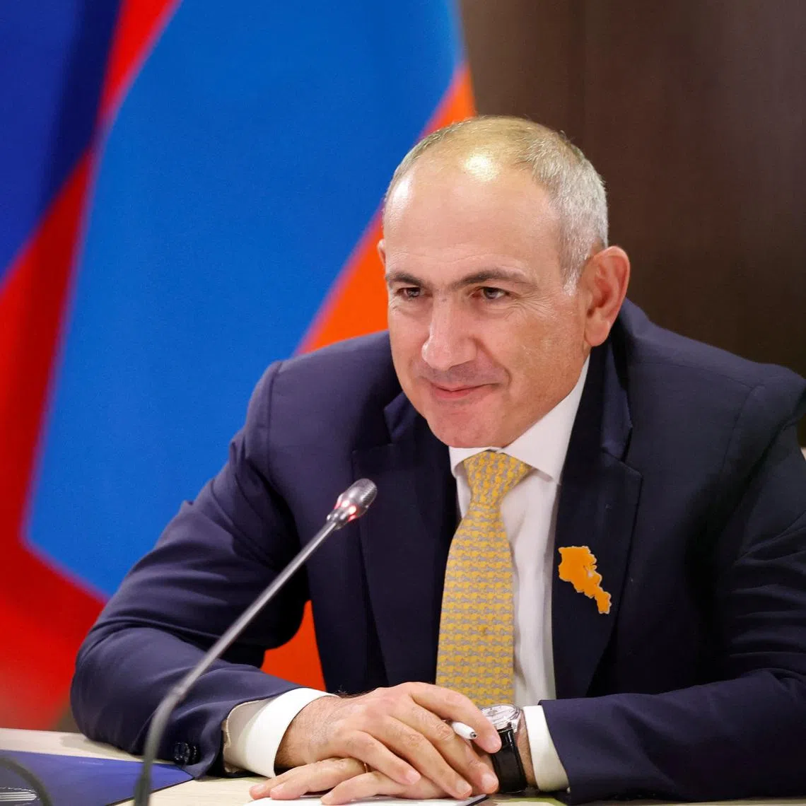 Armenian Prime Minister Nikol Pashinyan attends a meeting with Russian Prime Minister Mikhail Mishustin on the sidelines of the Innoprom 2026 international industrial exhibition in Yekaterinburg, Russia, July 6, 2026. Sputnik/Dmitry Astakhov/Pool via REUTERS