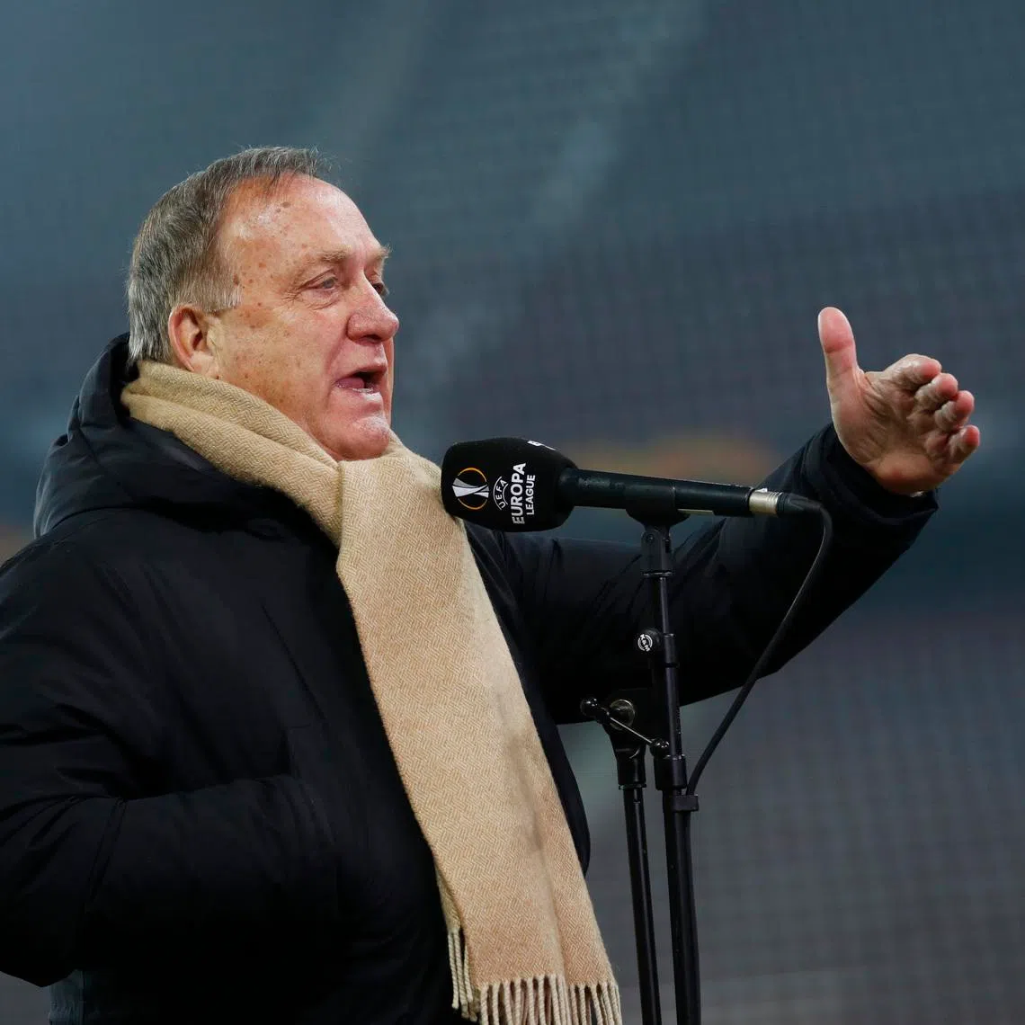 Soccer Football - Europa League - Group K - Wolfsberger AC v Feyenoord - Worthersee Stadion, Klagenfurt, Austria - December 10, 2020 Feyenoord coach Dick Advocaat is interviewed before the match REUTERS/Leonhard Foeger/File Photo