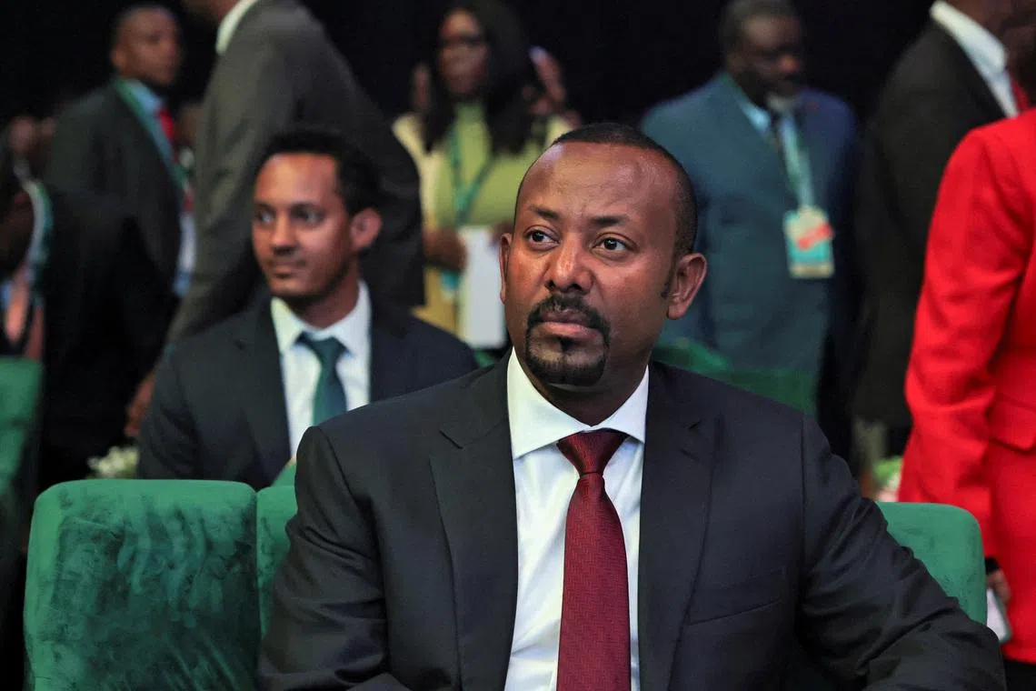 FILE PHOTO: Ethiopian Prime Minister Abiy Ahmed attends the Second Africa Climate Summit (ACS2) in Addis Ababa, Ethiopia, September 8, 2025. REUTERS/Tiksa Negeri/File Photo