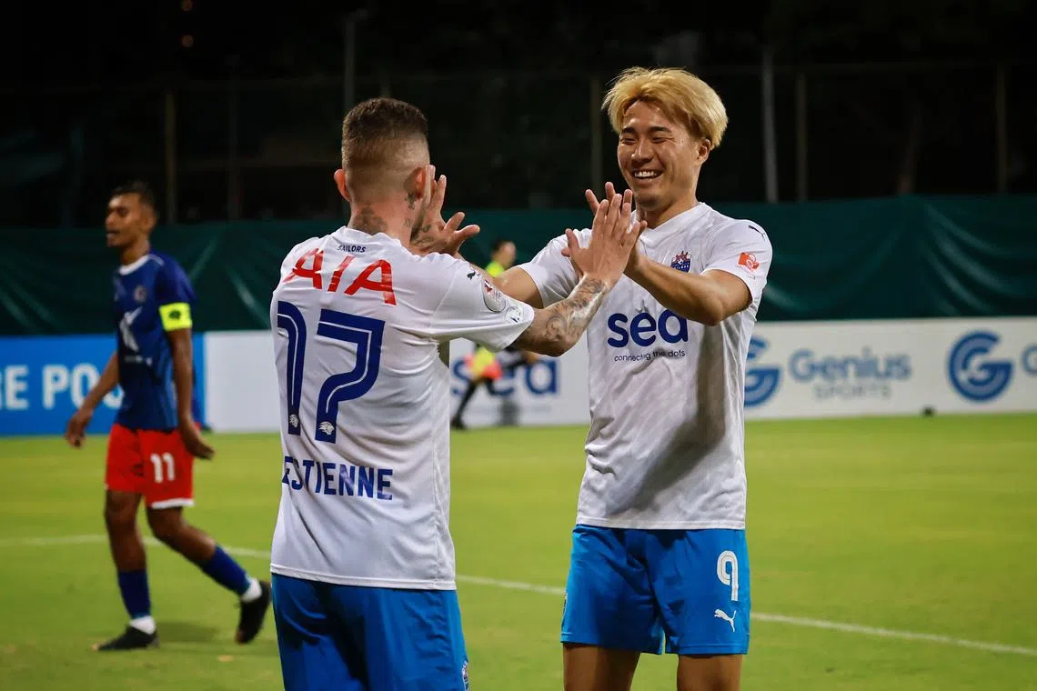The Sailors had prised Kodai Tanaka (No. 9) from 2022 champions Albirex in a bid to regain the SPL title after the sharp shooter racked up 33 goals and 11 assists. 
