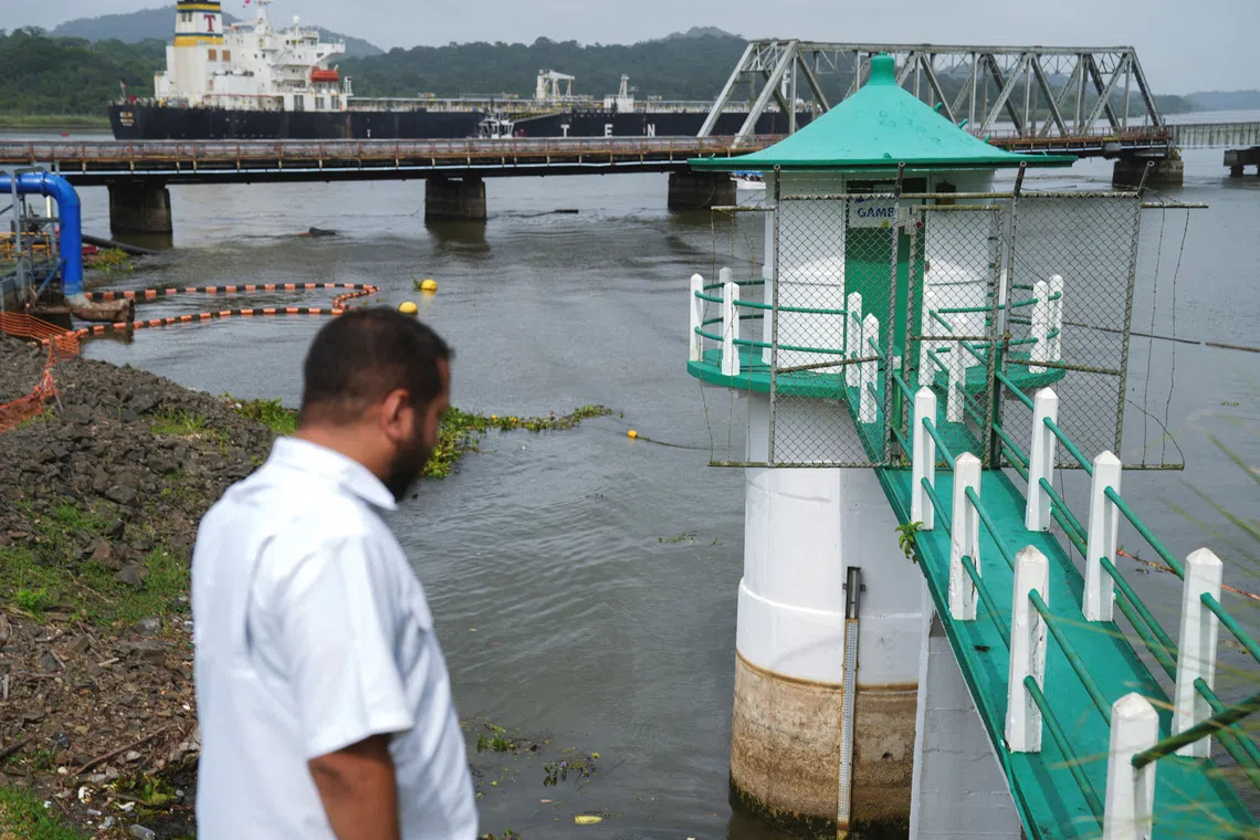 A ship transits the Panama Canal near the Gamboa hydrometeorological monitoring station as a lack of rainfall linked to El Nino affects the water levels, in Gamboa, Panama, August 27, 2026. REUTERS/Enea Lebrun