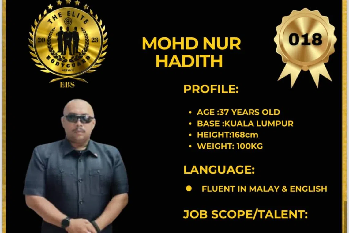 Mr Mohd Nur Hadith was shot while protecting his high-risk client from her husband.