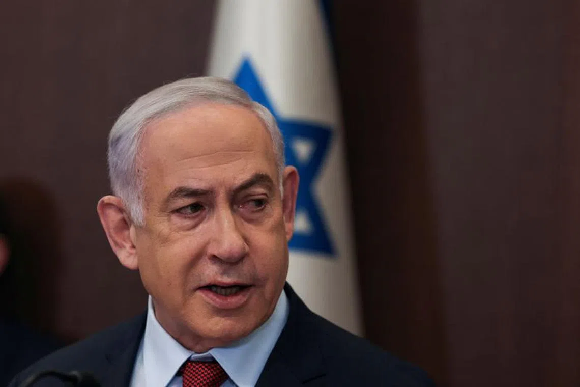 Israeli Prime Minister Benjamin Netanyahu attends the weekly cabinet meeting at the Prime Minister's office in Jerusalem, December 10, 2023 REUTERS/Ronen Zvulun/Pool