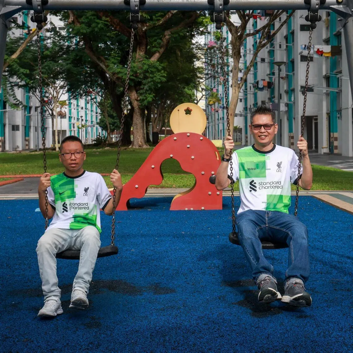 Mr Jason Tan with his son Isaac, who was formally diagnosed with Autism Spectrum Disorder and mild intellectual disability at the age of eight.