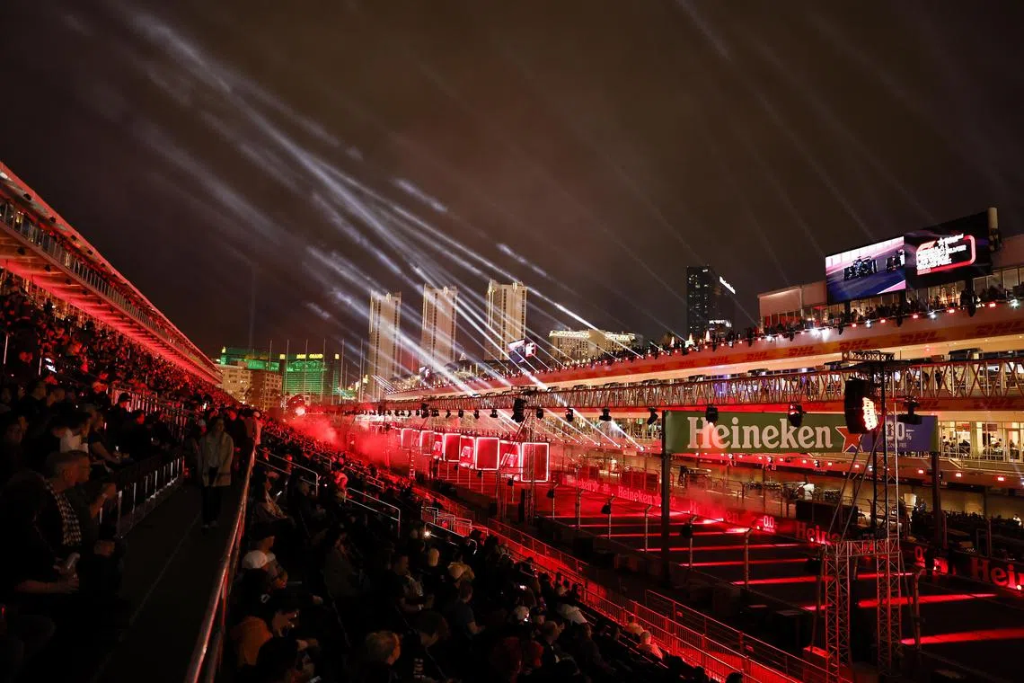The opening ceremony takes place ahead of the Las Vegas Grand Prix at the Las Vegas Strip Circuit.