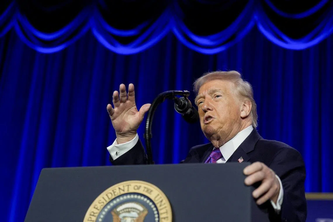 U.S. President Donald Trump speaks during the National Prayer Breakfast in Washington, D.C., U.S., February 5, 2026. REUTERS/Al Drago