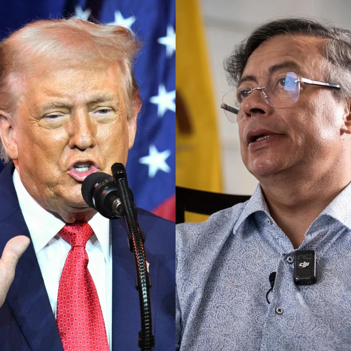 US President Donald Trump (left) and Colombian President Gustavo Petro held their first phone call on Jan 7.