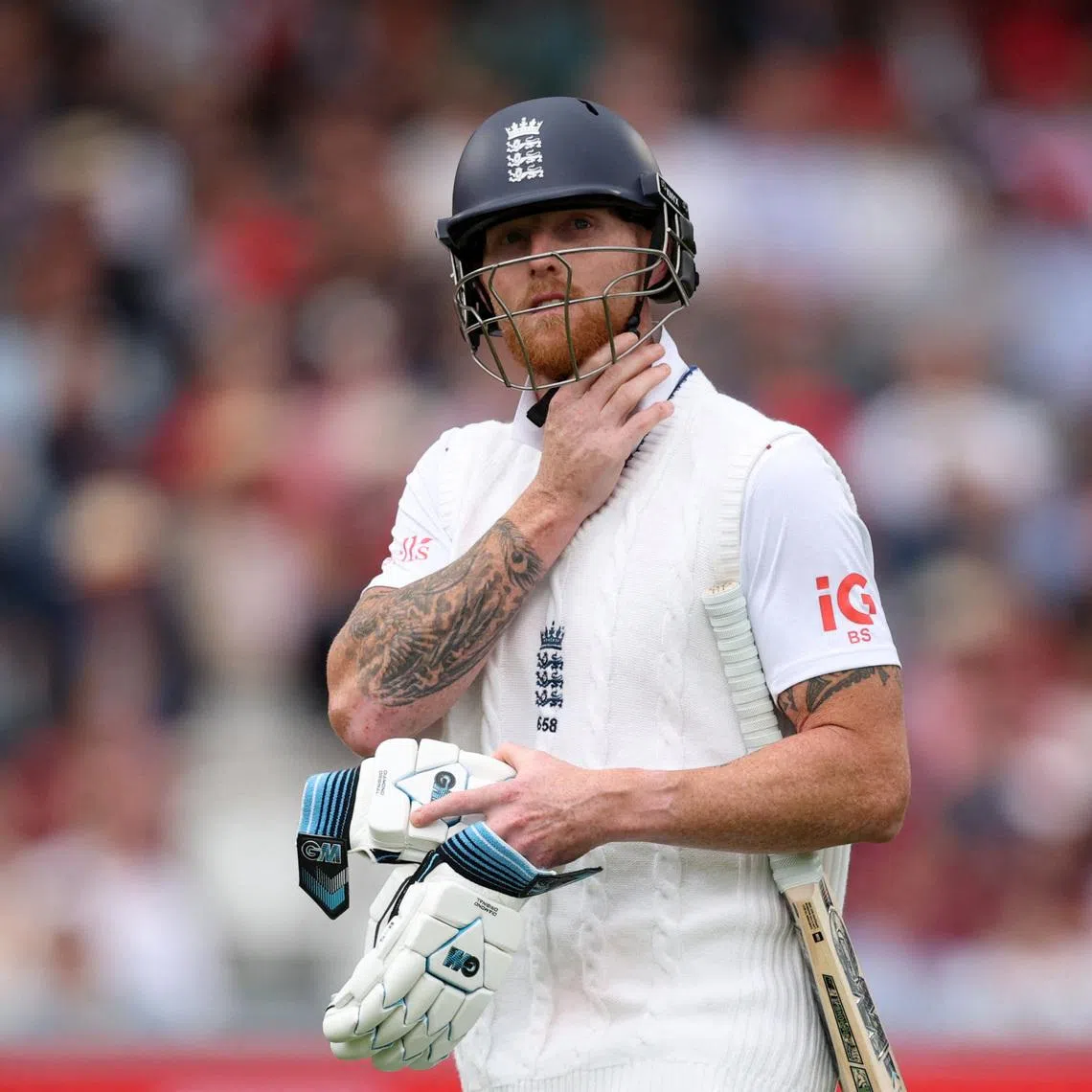 Cricket - England v New Zealand - First Test - Lord's Cricket Ground, London, Britain - June 5, 2026 England's Ben Stokes looks dejected as he walks after being dismissed off the bowling of New Zealand's Nathan Smith Action Images via Reuters/Andrew Boyers