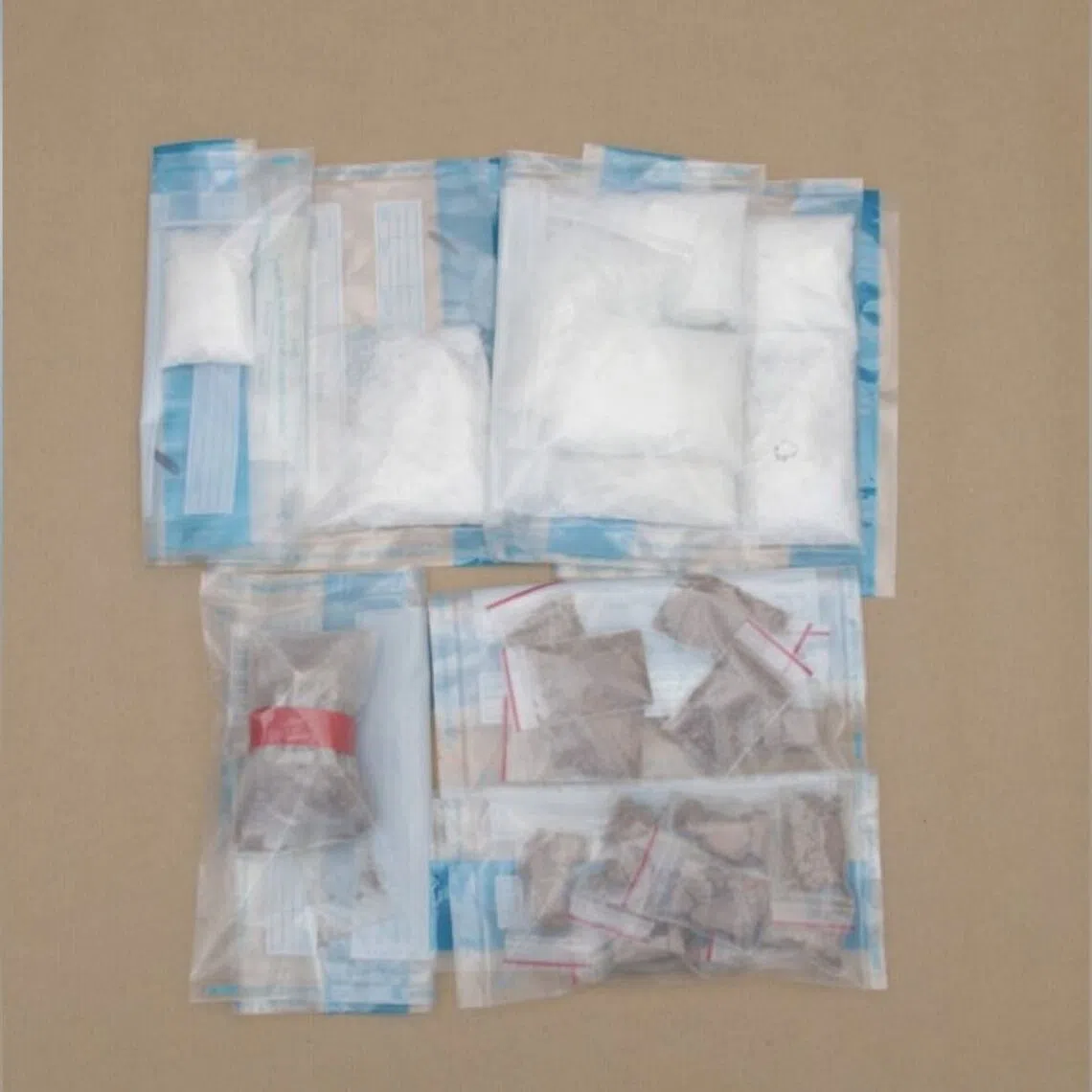 Drugs, including heroin, Ice and cannabis, recovered during an anti-drug operation at a residential unit near Punggol Field on Aug 17.