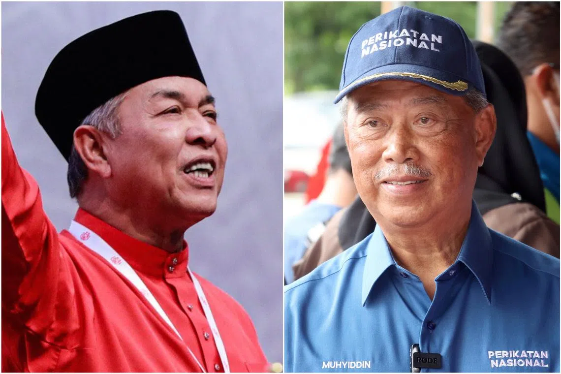 BN chairman Ahmad Zahid Hamidi (left) knocked out PN head Muhyiddin Yassin’s dream to be PM for the second time.