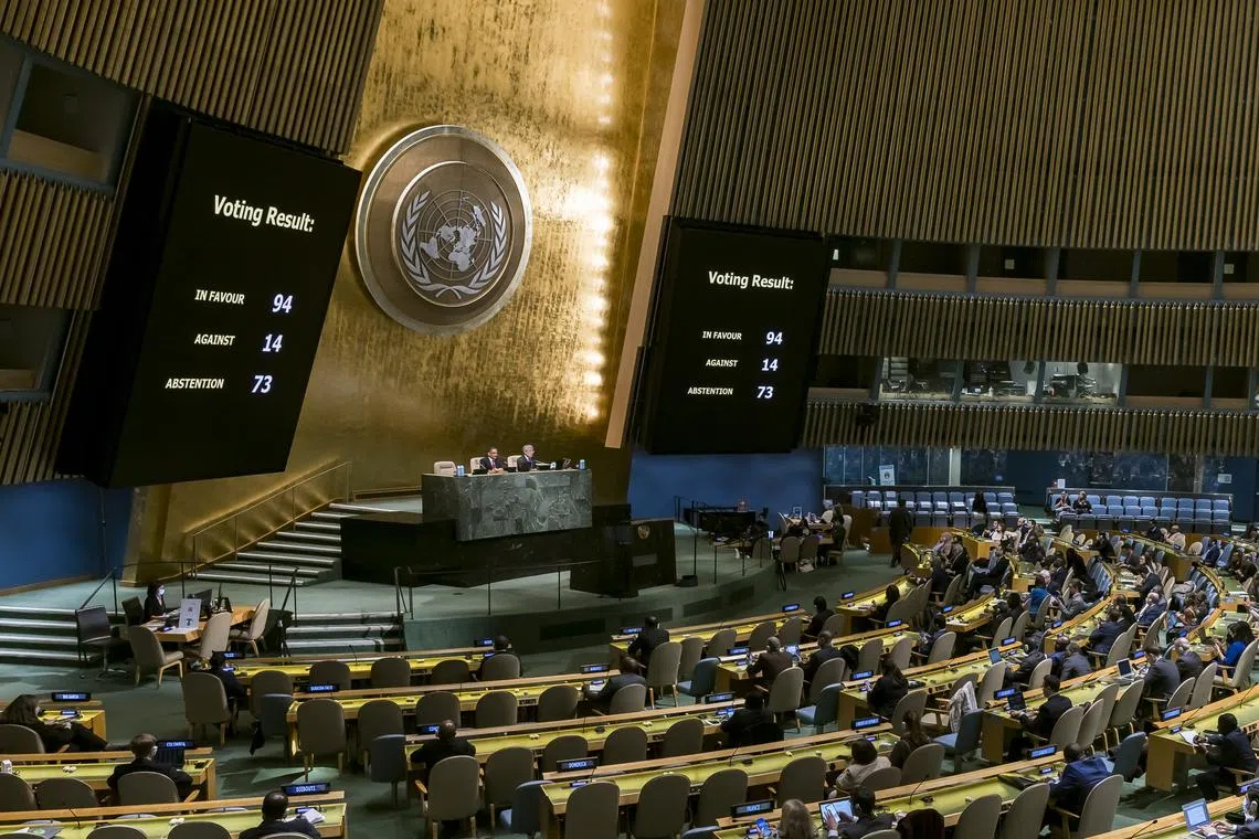 It voted to approve a resolution recognising that Russia must be responsible for making reparations to the country.