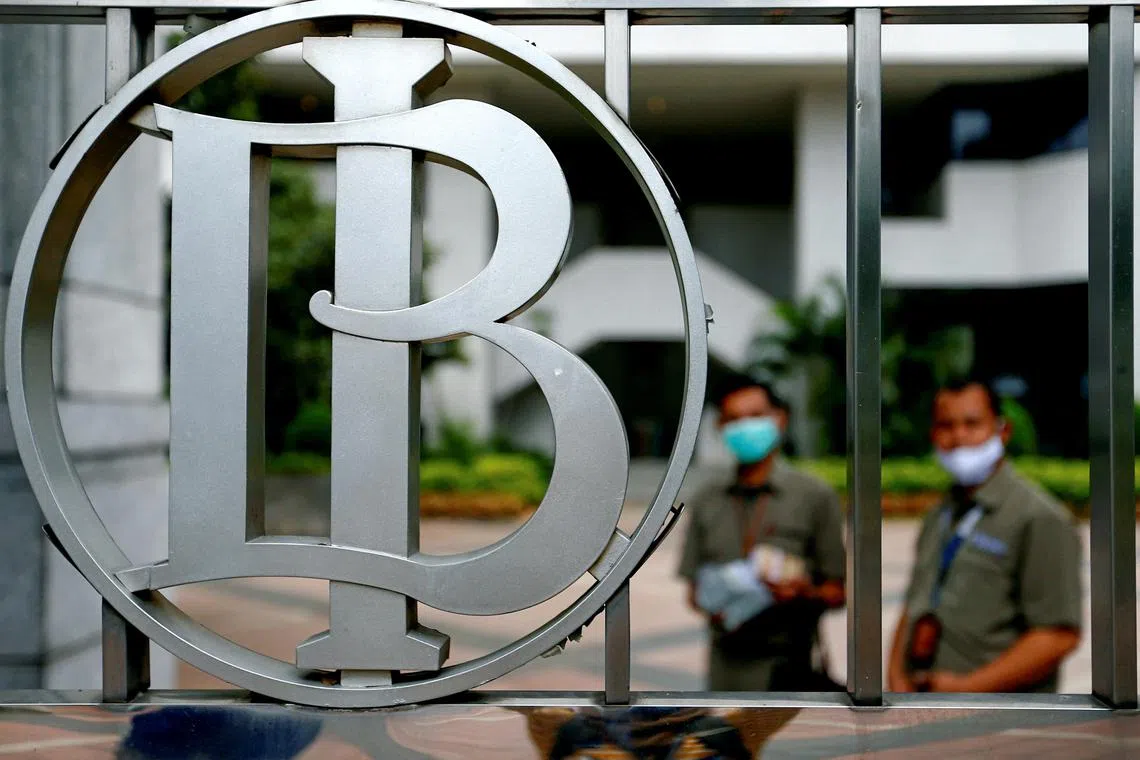 FILE PHOTO: Bank Indonesia's logo is seen at Bank Indonesia headquarters in Jakarta, Indonesia, September 2, 2020. REUTERS/Ajeng Dinar Ulfiana/File Photo/File Photo