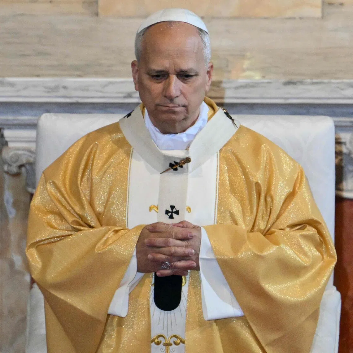 Pope Leo XIV leading a mass in Annaba, Algeria, on April 14, as part of a 10-day tour of four African countries.