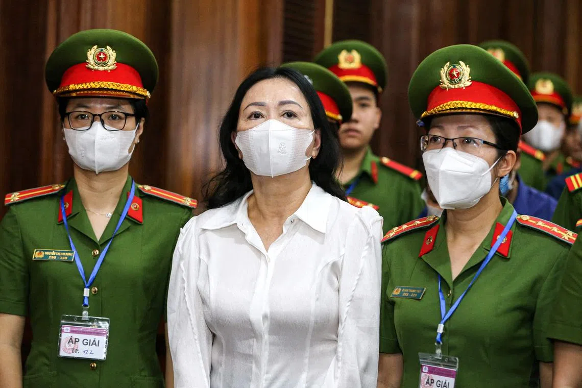 Property tycoon Truong My Lan arrives at a court in Ho Chi Minh city, on March 5.