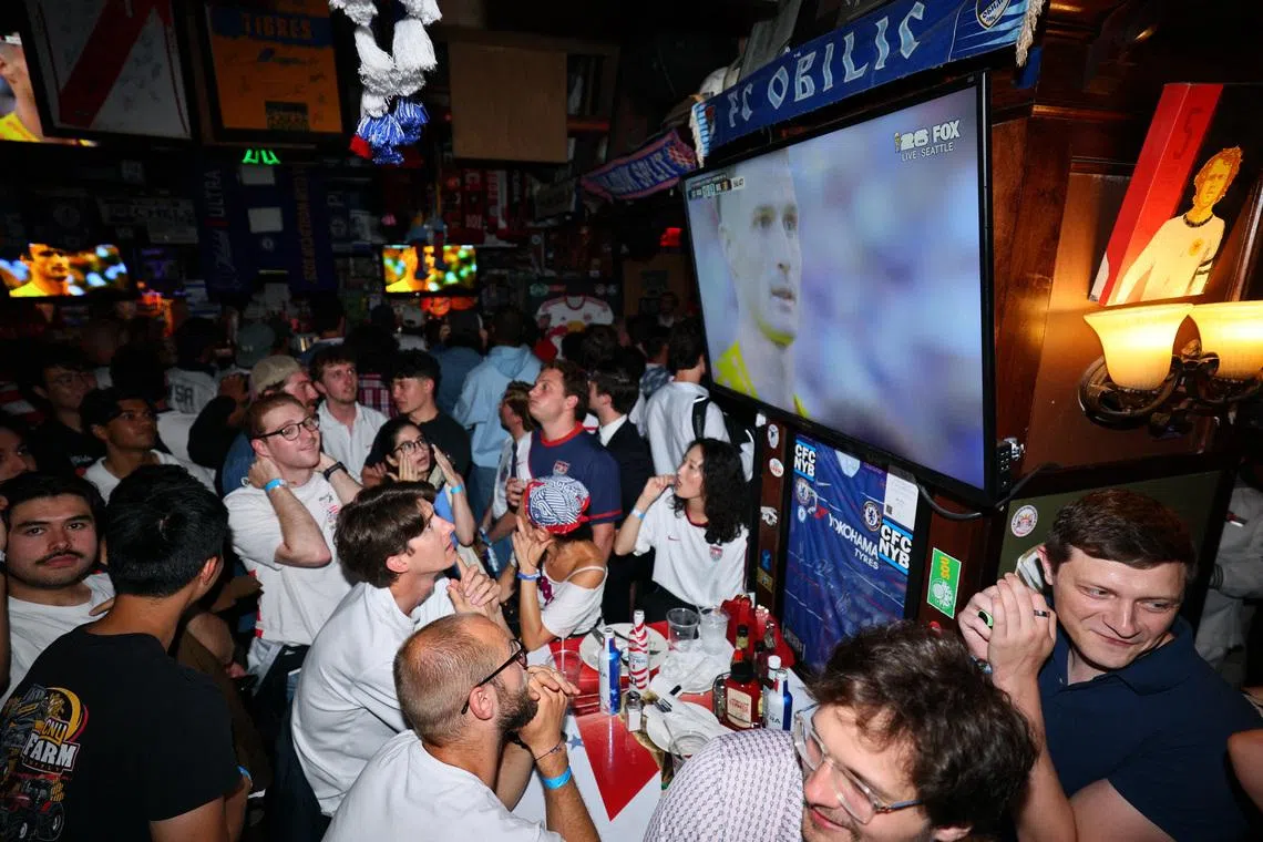 Soccer Football - FIFA World Cup 2026 - Round of 16 - United States v Belgium - Fans gather in New York City - Industry City, New York City, New York, U.S. - July 6, 2026 U.S. fans in the Football Factory at Legends bar in New York City watch the match IMAGN IMAGES via Reuters/Caean Couto